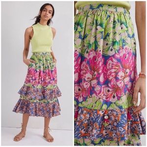 NWT ANTHROPOLOGIE VILLA TIERED MIDI SKIRT